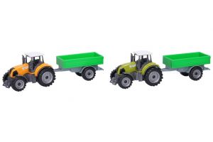 Traktor s vlečkou kovový 18 cm