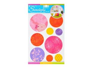 Samolepící dekorace 10090 barevné vzorované kruhy s glitry 30x22cm