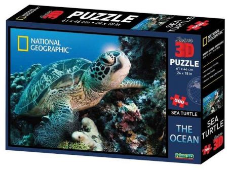 Puzzle 3D National Geographic 500 dílů vodní želva, tygr a