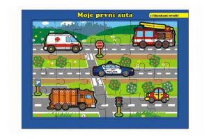 Puzzle deskové Moje první auta s říkankami 26x17cm