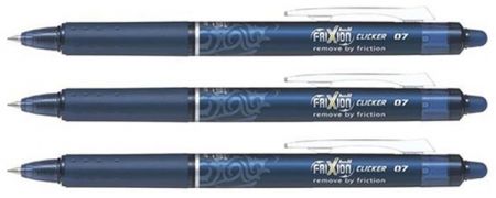 Rollery "Frixion Clicker", NAVY modrá, 0,7/0,35mm, vymazatelný, 3 ks v balení, PILOT