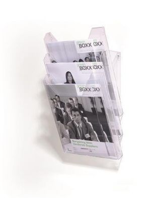 Držák na prospekty "Combiboxx", transparentní, stolní i na zeď, A4, 3 přihrádky, DURABLE