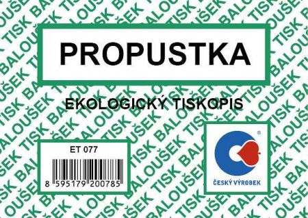 Propustka A7 / ET077 / Baloušek tisk