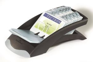 Stolní držák na vizitky "VISIFIX®", černá, plast, s A-Z registrem, DURABLE