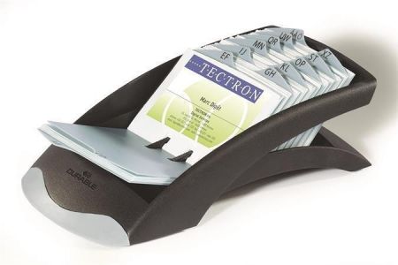 Stolní držák na vizitky "VISIFIX®", černá, plast, s A-Z registrem, DURABLE