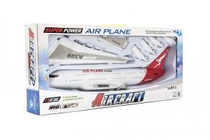 Letadlo plast 40cm na setrvačník na baterie se zvukem se světlem v krabici 45x20x7cm