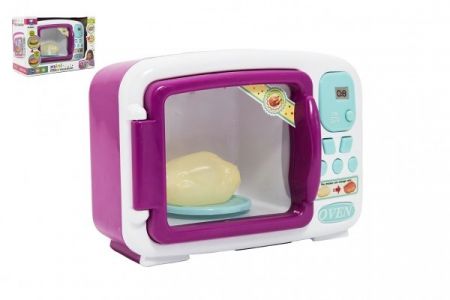 Mikrovlnná trouba plast 21x16cm na baterie se zvukem se světlem v krabici 26,5x19x13cm