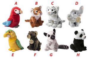 Plyšová zvířata exotická 8 druhů 15 cm