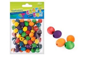 Korálky mix barev dřevěné 1,7cm 80ks