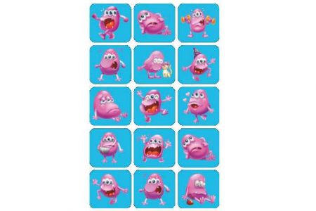 Samolepky příšerka růžová 30x28cm 45ks