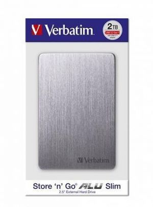 2,5" HDD (hard-drive), 2TB, USB 3.2, ALU slim, VERBATIM "Store n Go", šedá