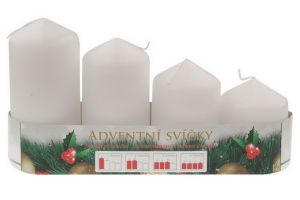 Adventní svíce válec bílá postupka 50,75,90,105x60mmn 4ks v sadě
