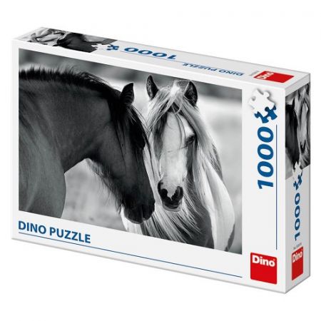 PUZZLE Černobílí koně 1000D
