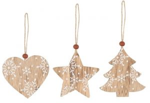 Dekorace dřevěná 7 cm na pověšení