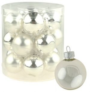 Sada skleněných baněk stříbrných 4 cm, 18ks