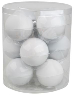 Sada skleněných baněk bílých 5,7 cm, 12ks 