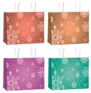 Taška vánoční dárková s glitry XL horizont 45,5x33x10,5cm