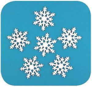 Dřevěné vločky s glitry 6 cm, 6 ks 