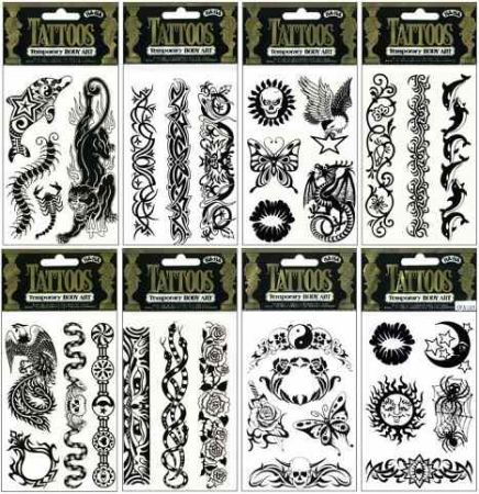 Tetovácí obtisky černé, 21x10cm