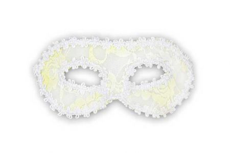 Bílá krajková plesová škraboška plastová