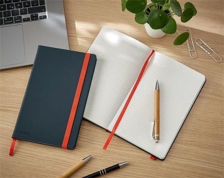 Poznámkový sešit "Cosy Soft Touch", matně šedá, linkovaný, A5, 80 listů, tvrdé desky, LEIT