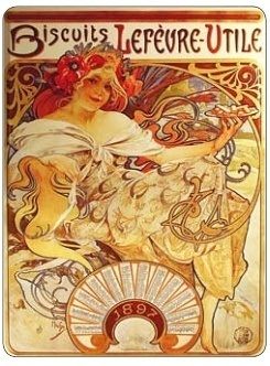 Cedule Alfons Mucha – Biscuits, 30 x 40 cm