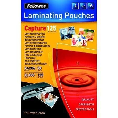 Laminovací fólie, lesklá, 125 micron, 54x86 mm, FELLOWES