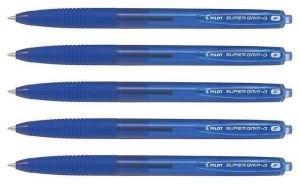 Kuličková pera "Super Grip G", modrá, stiskací mechanismus, 0,22 mm, 5 ks v balení, PILOT
