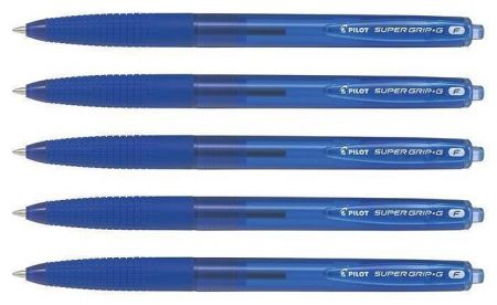 Kuličková pera "Super Grip G", modrá, stiskací mechanismus, 0,22 mm, 5 ks v balení, PILOT
