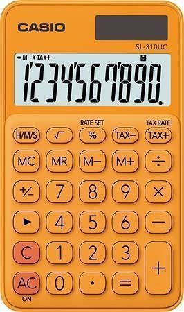 Kalkulačka kapesní, 10 místný displej, CASIO "SL 310", oranžová