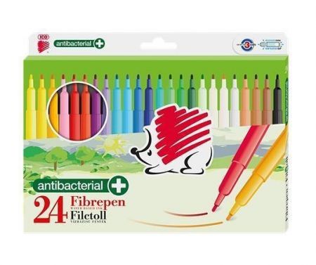 Fixy "Süni 300", 24 barev, 1 mm, antibakteriální, ICO