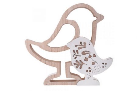 Dekorace Ptáček dřevěný s výsekem 18cm