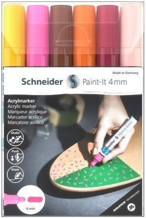 Akrylové popisovače "Paint-It 320", sada 6 barev, 4 mm, SCHNEIDER