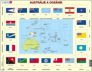 Puzzle Mapa Austrálie a Oceánie + vlajky 35 dílků