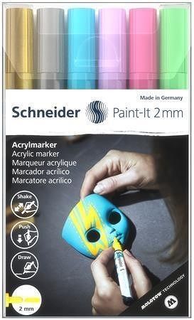 Akrylové popisovače "Paint-It 310", sada 6 barev, 2 mm, SCHNEIDER