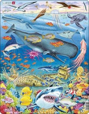 Puzzle Velryba,žralok a Titanik 65 dílků