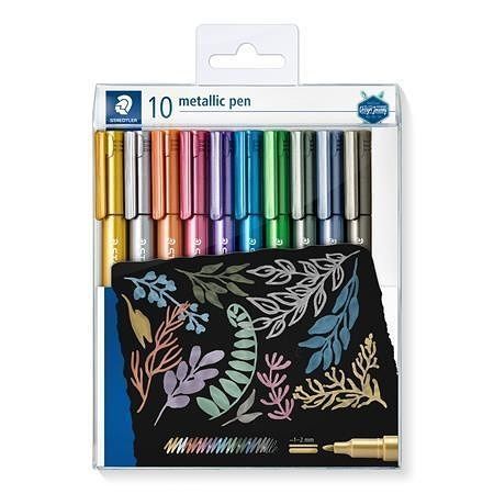 Dekorační popisovače "Design Journey Metallic Pen", 10 barev, 1-2 mm,kuželový hrot, STAEDT