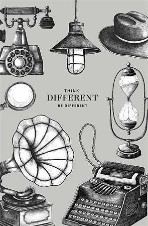 Poznámkový sešit "Think different be different", mix motivů, čistý, A6, 80 listů, tvrdé de