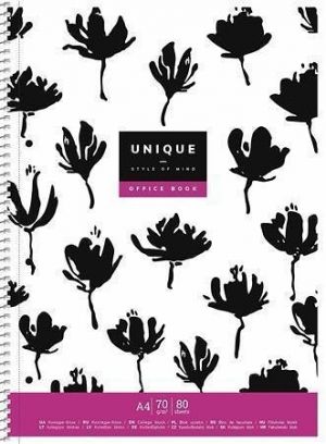 Spirálový sešit "UNIQUE", mix motivů, čtverečkovaný, A4+, 80 listů, SHKOLYARYK A4-080-6506