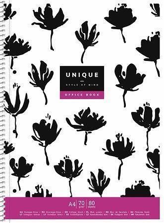 Spirálový sešit "UNIQUE", mix motivů, čtverečkovaný, A4+, 80 listů, SHKOLYARYK A4-080-6506