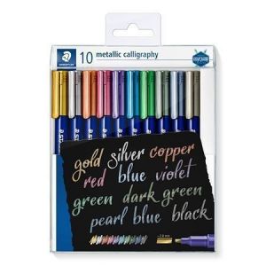 Kaligrafické popisovače "Design Journey Metallic Calligraphy", 10 barev, 2,8 mm, STAEDTLER