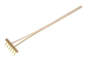 Hrábě žluté s násadou s 6 kolíky dřevo/plast 90cm nářadí