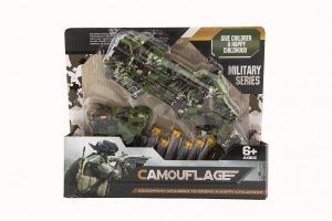 Pistole vojenská na pěnové náboje plast 23cm + pěnové náboje 6ks se zásobníkem v krabičce