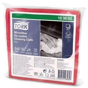 Čisticí utěrka, červená, mikrovlákno, TORK