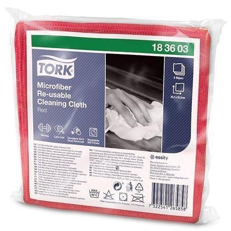 Čisticí utěrka, červená, mikrovlákno, TORK