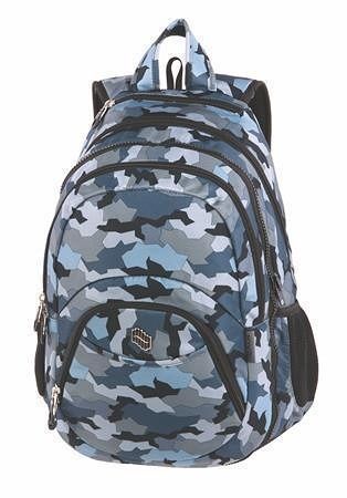 Batoh &quot;Teens Grey Army&quot;, maskáčový vzor, 2v1, přihrádka na notebook a audio konektor, PULS