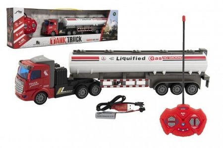 Auto/Kamion RC s cisternou plast 36cm 27mHz na baterie + dobíjecí pack se světlem v krab.