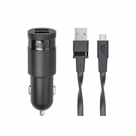 Nabíječka do auta "PS4223", černá, 2 x USB, 3,4A, microUSB kabel, RIVACASE