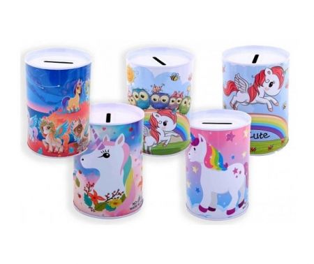 Pokladnička plechová jednorožci 8.5x12 cm