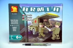 Stavebnice Dromader Vojáci Auto 22409 185ks v krabici 22x15x4,5cm